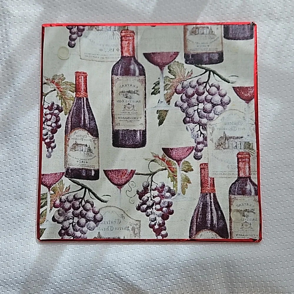 Vintage Wine & Grape 8-inch Tempered Glass Cutting/Serving Boards Set Of Two